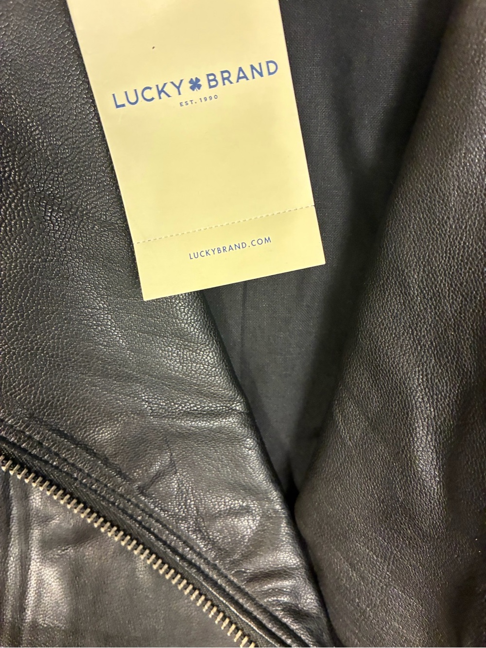 Lucky Brand Goat Leather Trim Moto Zip Up Jacket - Picture 6 of 13